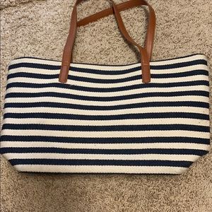 Striped cotton purse/tote